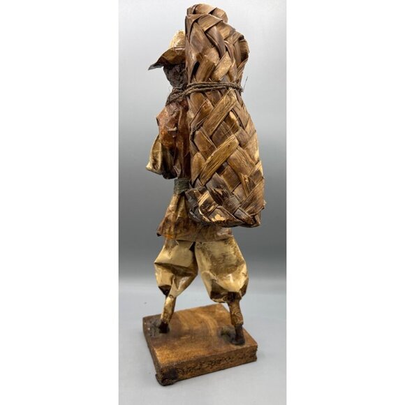 Vtg Paper Mache Figurine Man Mexico Folk Art‎ 12" Farmer Carrying Mat - Picture 3 of 6